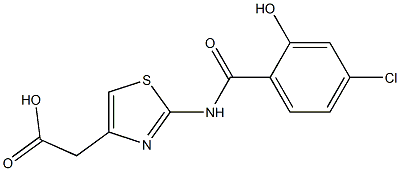 2-{2-[(4-chloro-2-hydroxybenzene)amido]-1,3-thiazol-4-yl}acetic acid Struktur