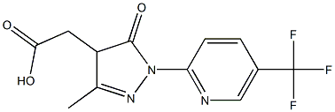 2-{3-methyl-5-oxo-1-[5-(trifluoromethyl)pyridin-2-yl]-4,5-dihydro-1H-pyrazol-4-yl}acetic acid Struktur