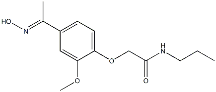 2-{4-[(1E)-N-hydroxyethanimidoyl]-2-methoxyphenoxy}-N-propylacetamide Struktur