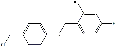 2-bromo-1-[4-(chloromethyl)phenoxymethyl]-4-fluorobenzene Struktur