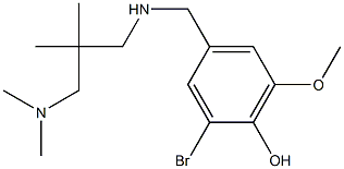 2-bromo-4-[({2-[(dimethylamino)methyl]-2-methylpropyl}amino)methyl]-6-methoxyphenol Struktur