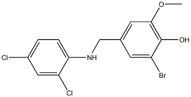 2-bromo-4-{[(2,4-dichlorophenyl)amino]methyl}-6-methoxyphenol Struktur