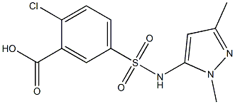 2-chloro-5-[(1,3-dimethyl-1H-pyrazol-5-yl)sulfamoyl]benzoic acid Struktur