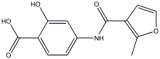 2-hydroxy-4-[(2-methyl-3-furoyl)amino]benzoic acid Struktur