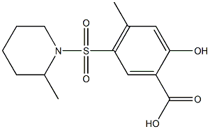 2-hydroxy-4-methyl-5-[(2-methylpiperidine-1-)sulfonyl]benzoic acid Struktur