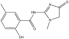 2-hydroxy-5-methyl-N-(1-methyl-4-oxo-4,5-dihydro-1H-imidazol-2-yl)benzamide Struktur