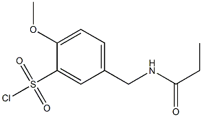 2-methoxy-5-(propanamidomethyl)benzene-1-sulfonyl chloride Struktur