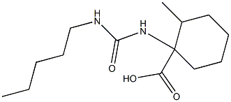 2-methyl-1-[(pentylcarbamoyl)amino]cyclohexane-1-carboxylic acid Struktur