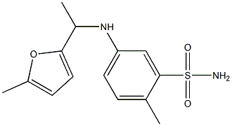 2-methyl-5-{[1-(5-methylfuran-2-yl)ethyl]amino}benzene-1-sulfonamide Struktur