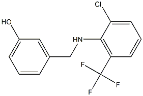 3-({[2-chloro-6-(trifluoromethyl)phenyl]amino}methyl)phenol Struktur