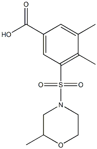 3,4-dimethyl-5-[(2-methylmorpholine-4-)sulfonyl]benzoic acid Struktur