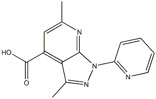 3,6-dimethyl-1-pyridin-2-yl-1H-pyrazolo[3,4-b]pyridine-4-carboxylic acid Struktur