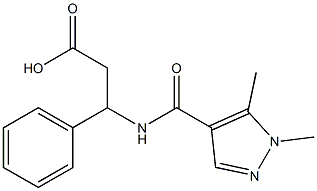 3-[(1,5-dimethyl-1H-pyrazol-4-yl)formamido]-3-phenylpropanoic acid Struktur