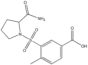 3-[(2-carbamoylpyrrolidine-1-)sulfonyl]-4-methylbenzoic acid Struktur