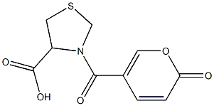 3-[(2-oxo-2H-pyran-5-yl)carbonyl]-1,3-thiazolidine-4-carboxylic acid Struktur