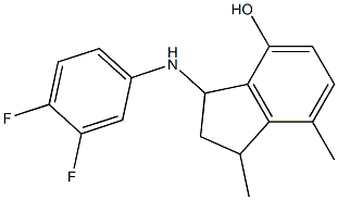 3-[(3,4-difluorophenyl)amino]-1,7-dimethyl-2,3-dihydro-1H-inden-4-ol Struktur