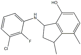 3-[(3-chloro-2-fluorophenyl)amino]-1,7-dimethyl-2,3-dihydro-1H-inden-4-ol Struktur