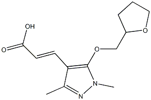 3-[1,3-dimethyl-5-(oxolan-2-ylmethoxy)-1H-pyrazol-4-yl]prop-2-enoic acid Struktur