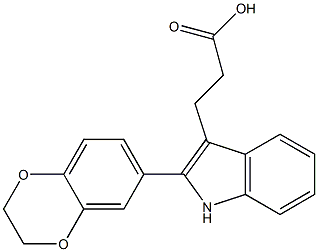 3-[2-(2,3-dihydro-1,4-benzodioxin-6-yl)-1H-indol-3-yl]propanoic acid Struktur