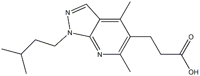 3-[4,6-dimethyl-1-(3-methylbutyl)-1H-pyrazolo[3,4-b]pyridin-5-yl]propanoic acid Struktur