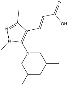 3-[5-(3,5-dimethylpiperidin-1-yl)-1,3-dimethyl-1H-pyrazol-4-yl]prop-2-enoic acid Struktur