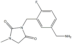 3-{[5-(aminomethyl)-2-fluorophenyl]methyl}-1-methylimidazolidine-2,4-dione Struktur