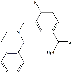 3-{[benzyl(ethyl)amino]methyl}-4-fluorobenzene-1-carbothioamide Struktur