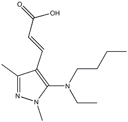 3-{5-[butyl(ethyl)amino]-1,3-dimethyl-1H-pyrazol-4-yl}prop-2-enoic acid Struktur