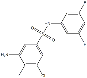 3-amino-5-chloro-N-(3,5-difluorophenyl)-4-methylbenzene-1-sulfonamide Struktur