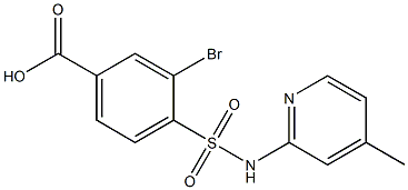 3-bromo-4-[(4-methylpyridin-2-yl)sulfamoyl]benzoic acid Struktur