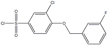 3-chloro-4-[(3-fluorophenyl)methoxy]benzene-1-sulfonyl chloride Struktur