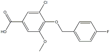 3-chloro-4-[(4-fluorophenyl)methoxy]-5-methoxybenzoic acid Struktur