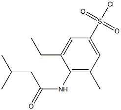 3-ethyl-5-methyl-4-(3-methylbutanamido)benzene-1-sulfonyl chloride Struktur