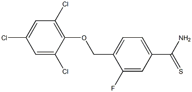 3-fluoro-4-(2,4,6-trichlorophenoxymethyl)benzene-1-carbothioamide Struktur