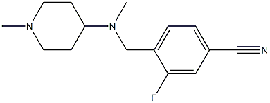 3-fluoro-4-{[methyl(1-methylpiperidin-4-yl)amino]methyl}benzonitrile Struktur