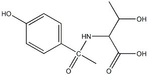 3-hydroxy-2-[1-(4-hydroxyphenyl)acetamido]butanoic acid Struktur