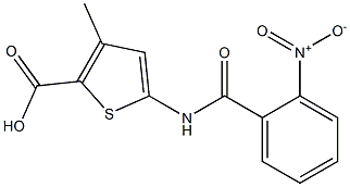 3-methyl-5-[(2-nitrobenzene)amido]thiophene-2-carboxylic acid Struktur