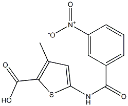 3-methyl-5-[(3-nitrobenzene)amido]thiophene-2-carboxylic acid Struktur