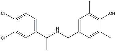 4-({[1-(3,4-dichlorophenyl)ethyl]amino}methyl)-2,6-dimethylphenol Struktur