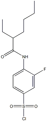 4-(2-ethylhexanamido)-3-fluorobenzene-1-sulfonyl chloride Struktur