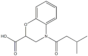 4-(3-methylbutanoyl)-3,4-dihydro-2H-1,4-benzoxazine-2-carboxylic acid Struktur