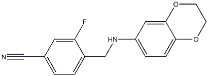 4-[(2,3-dihydro-1,4-benzodioxin-6-ylamino)methyl]-3-fluorobenzonitrile Struktur