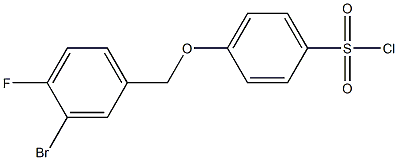 4-[(3-bromo-4-fluorophenyl)methoxy]benzene-1-sulfonyl chloride Struktur