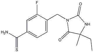 4-[(4-ethyl-4-methyl-2,5-dioxoimidazolidin-1-yl)methyl]-3-fluorobenzene-1-carbothioamide Struktur