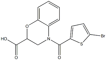 4-[(5-bromothiophen-2-yl)carbonyl]-3,4-dihydro-2H-1,4-benzoxazine-2-carboxylic acid Struktur