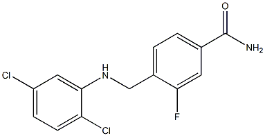 4-{[(2,5-dichlorophenyl)amino]methyl}-3-fluorobenzamide Struktur