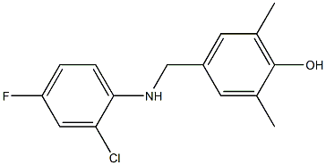 4-{[(2-chloro-4-fluorophenyl)amino]methyl}-2,6-dimethylphenol Struktur