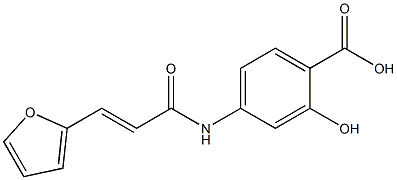 4-{[(2E)-3-(2-furyl)prop-2-enoyl]amino}-2-hydroxybenzoic acid Struktur