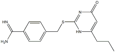 4-{[(4-oxo-6-propyl-1,4-dihydropyrimidin-2-yl)sulfanyl]methyl}benzene-1-carboximidamide Struktur