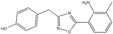 4-{[5-(2-amino-3-methylphenyl)-1,2,4-oxadiazol-3-yl]methyl}phenol Struktur